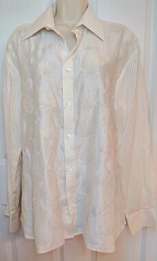 NWT ROHIT BAL Luxury Designer Unisex Ivory Shirt Shell Embroidery Tailored Beach
